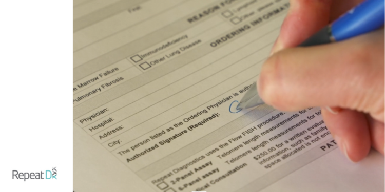 RepeatDx telomere testing insurance forms